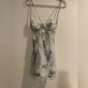 Opal Mini Dress — Silver 
For Love & Lemons